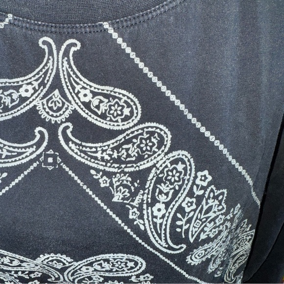 Rock & Roll Denim XL Black Bandana Paisley Graphic Long Sleeve Top - Picture 2 of 10